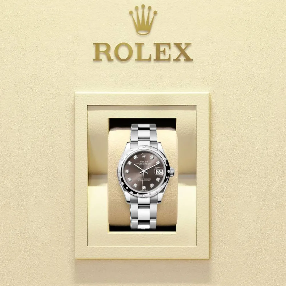 Rolex Datejust 31mm - Ref: 278344rbr-0007 - Dark Grey Diamond Dial & Diamond Bezel, Stainless Steel Oyster Bracelet Women's Watch