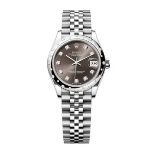 Rolex Datejust 31mm - Ref: 278344rbr-0008 - Dark Grey Diamond Dial & Diamond Bezel, Stainless Steel Jubilee Bracelet Women's Watch