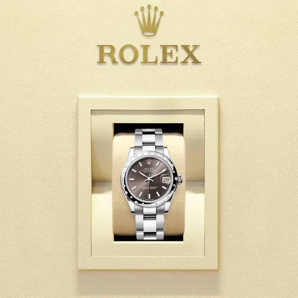 Rolex Datejust 31mm - Ref: 278344rbr-0017 - Dark Grey Stick Dial & Diamond Bezel, Stainless Steel Oyster Bracelet Women's Watch