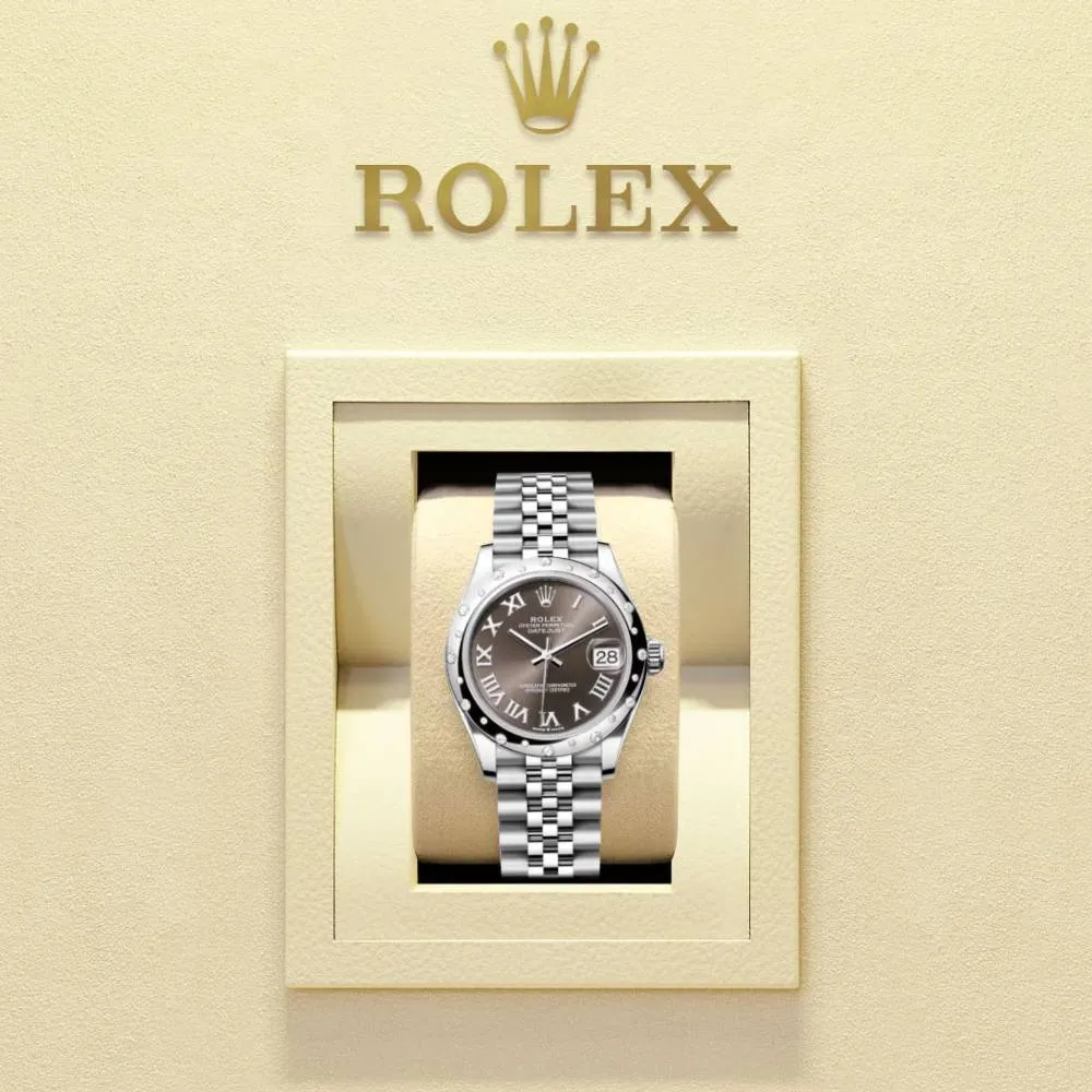 Rolex Datejust 31mm - Ref: 278344rbr-0024 - Dark Grey Roman Dial & Diamond Bezel, Stainless Steel Jubilee Bracelet Women's Watch