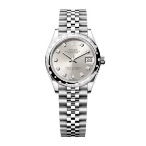 Rolex Datejust 31mm - Ref: 278344rbr-0032 - Silver Diamond Dial & Diamond Bezel, Stainless Steel Jubilee Bracelet Women's Watch