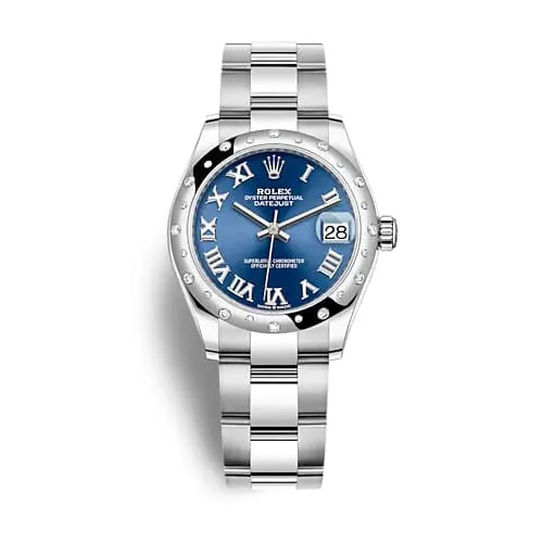 Rolex Datejust 31mm - Ref: 278344rbr-0035 - Blue Roman Dial & Diamond Bezel, Stainless Steel Oyster Bracelet Women's Watch