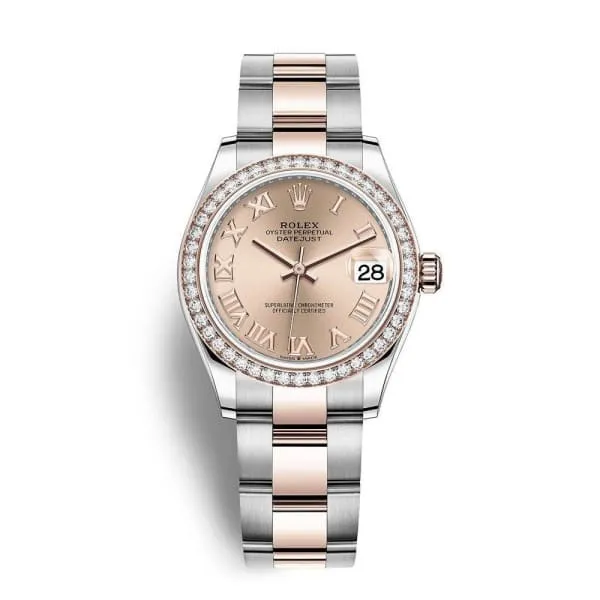 Rolex Datejust 31mm - Ref: 278381rbr-0001 - Rose Roman Dial & Diamond Bezel, Two Tone Stainless Steel & 18K Rose Gold Oyster Bracelet Women's Watch