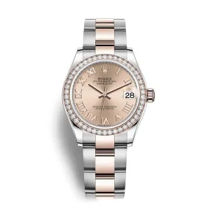 Rolex Datejust 31mm - Ref: 278381rbr-0001 - Rose Roman Dial & Diamond Bezel, Two Tone Stainless Steel & 18K Rose Gold Oyster Bracelet Women's Watch