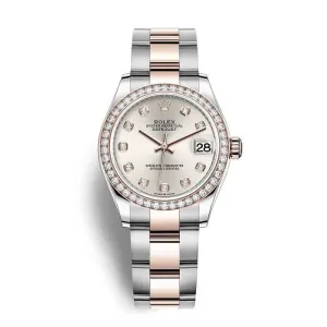Rolex Datejust 31mm - Ref: 278381rbr-0015 - Silver Diamond Dial & Diamond Bezel, Two Tone Stainless Steel & 18K Rose Gold Oyster Bracelet Women's Watch