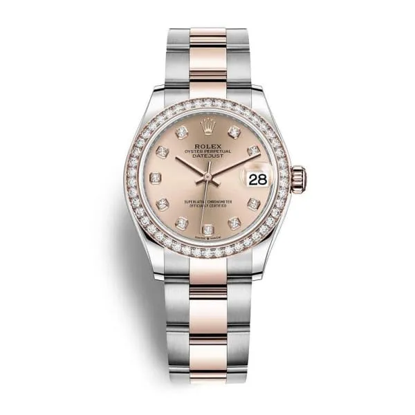 Rolex Datejust 31mm - Ref: 278381rbr-0023 - Rose Diamond Dial & Diamond Bezel, Two Tone Stainless Steel & 18K Rose Gold Oyster Bracelet Women's Watch