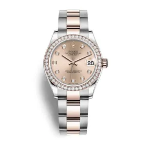 Rolex Datejust 31mm - Ref: 278381rbr-0023 - Rose Diamond Dial & Diamond Bezel, Two Tone Stainless Steel & 18K Rose Gold Oyster Bracelet Women's Watch