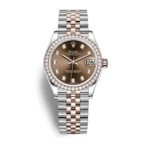Rolex Datejust 31mm - Ref: 278381rbr-0028 - Chocolate Diamond Dial & Diamond Bezel, Two Tone Stainless Steel & 18K Rose Gold Jubilee Bracelet Women's Watch