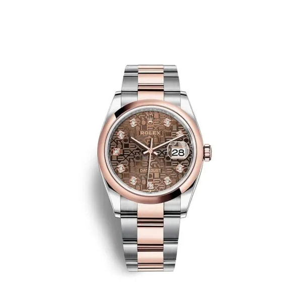 Rolex Datejust 36mm - Ref: 126201-0026 - Chocolate Jubile Diamond Dial, Two Tone Stainless Steel & 18K Rose Gold Oyster Bracelet Watch