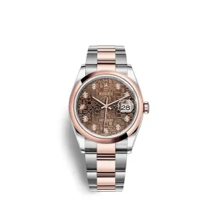 Rolex Datejust 36mm - Ref: 126201-0026 - Chocolate Jubile Diamond Dial, Two Tone Stainless Steel & 18K Rose Gold Oyster Bracelet Watch