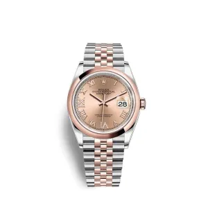 Rolex Datejust 36mm - Ref: 126201-0027 - Rose Roman Diamond Dial, Two Tone Stainless Steel & 18K Rose Gold Jubilee Bracelet Watch