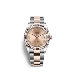 Rolex Datejust 36mm - Ref: 126231-0028 - Rose Roman Diamond Dial, Two Tone Stainless Steel & 18K Rose Gold Oyster Bracelet Watch