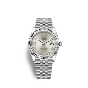 Rolex Datejust 36mm - Ref: 126234-0029 - Silver Roman Diamond Dial, Stainless Steel Jubilee Bracelet Watch