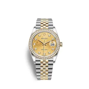 Rolex Datejust 36mm - Ref: 126283rbr-0019 - Champagne Jubilee Diamond Dial & Diamond Bezel, Two Tone Stainless Steel & 18K Yellow Gold Jubilee Bracelet Watch