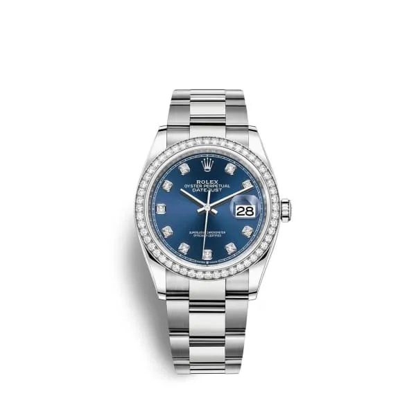 Rolex Datejust 36mm - Ref: 126284rbr-0030 - Blue Diamond Dial & Diamond Bezel, Stainless Steel Oyster Bracelet Watch