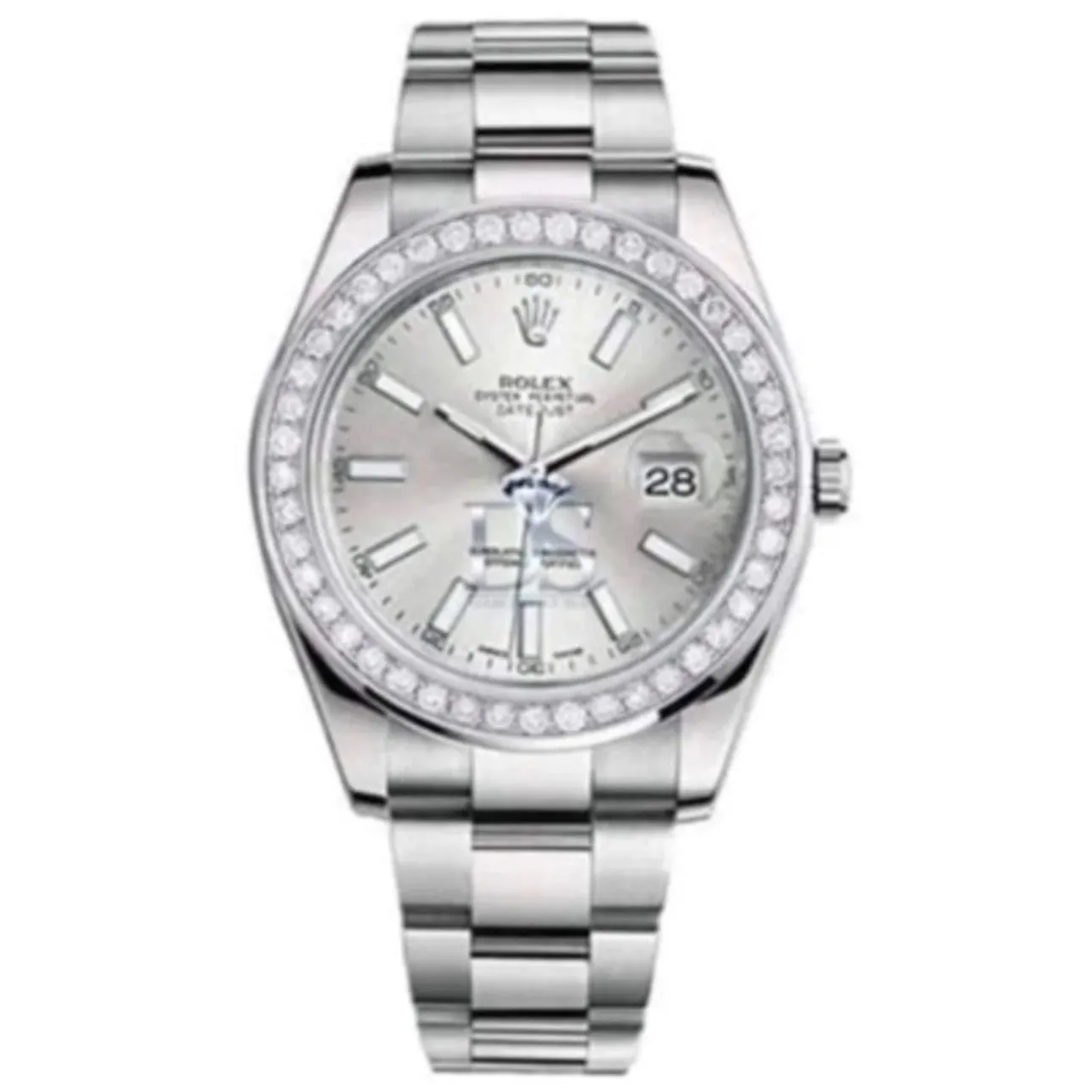 Rolex Datejust II 41mm - Ref: 116300 sdb - Silver Dial & Diamond Bezel, Stainless Steel Oyster Bracelet Men's Watch