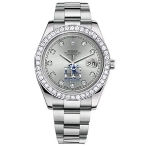 Rolex Datejust II 41mm - Ref: 116300SDDB - Silver Diamond Dial & Diamond Bezel, Stainless Steel Oyster Bracelet Men's Watch