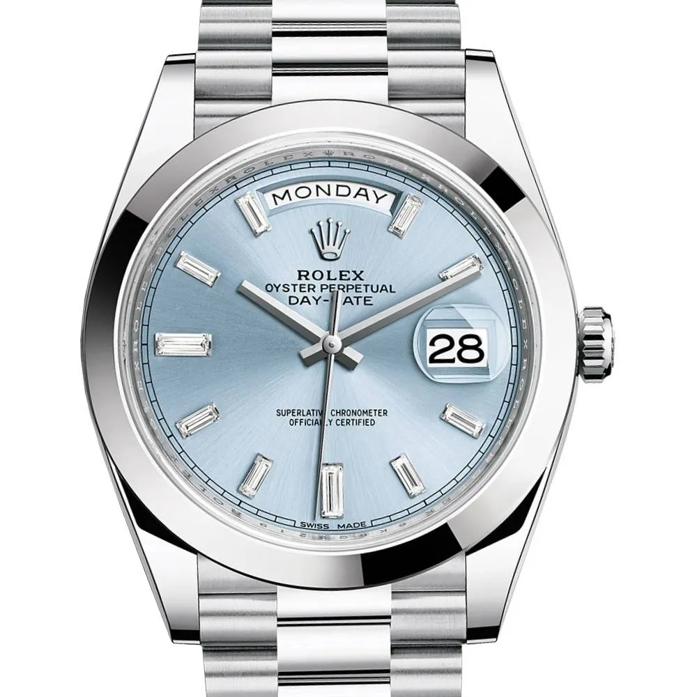 Rolex Day Date 40mm - Ref: 228206-0002 - Ice Blue Diamond Dial, Platinum President Bracelet Men's Watch