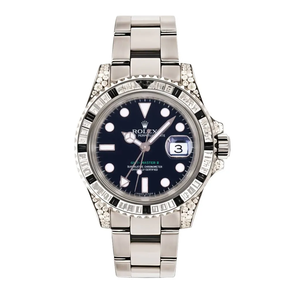 Rolex GMT-Master II 40mm - Ref: 116759SANR - Black Dial, Diamond & Sapphire Bezel, Diamond Case, 18K White Gold Oyster Bracelet Men's Watch