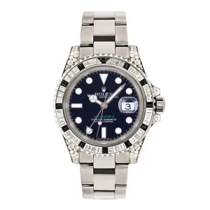 Rolex GMT-Master II 40mm - Ref: 116759SANR - Black Dial, Diamond & Sapphire Bezel, Diamond Case, 18K White Gold Oyster Bracelet Men's Watch