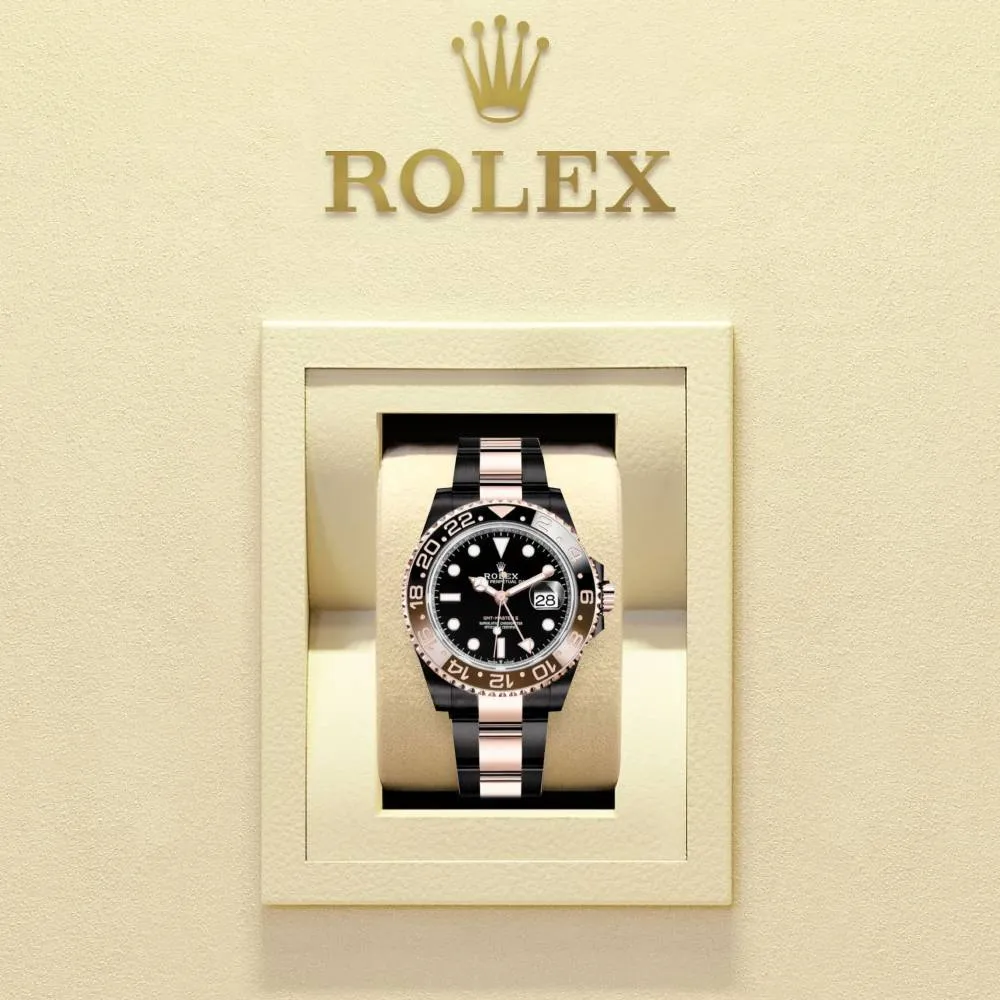Rolex GMT-Master II "Rootbeer" 40mm - Ref: 126711chnr-0002 - Black Dial, Brown & Black Bezel Ceramic Bezel, Two Tone Black PVD-DLC & 18K Yellow Gold Oyster Bracelet Watch