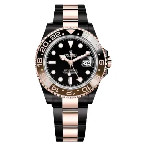 Rolex GMT-Master II "Rootbeer" 40mm - Ref: 126711chnr-0002 - Black Dial, Brown & Black Bezel Ceramic Bezel, Two Tone Black PVD-DLC & 18K Yellow Gold Oyster Bracelet Watch