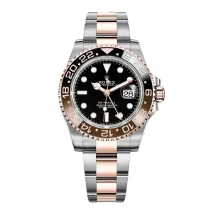 Rolex GMT-Master II "Rootbeer" 40mm - Ref: 126711chnr - Black Dial, Brown & Black Ceramic Bezel, Two Tone Stainless Steel & 18K Rose Gold Oyster Bracelet Men's Watch