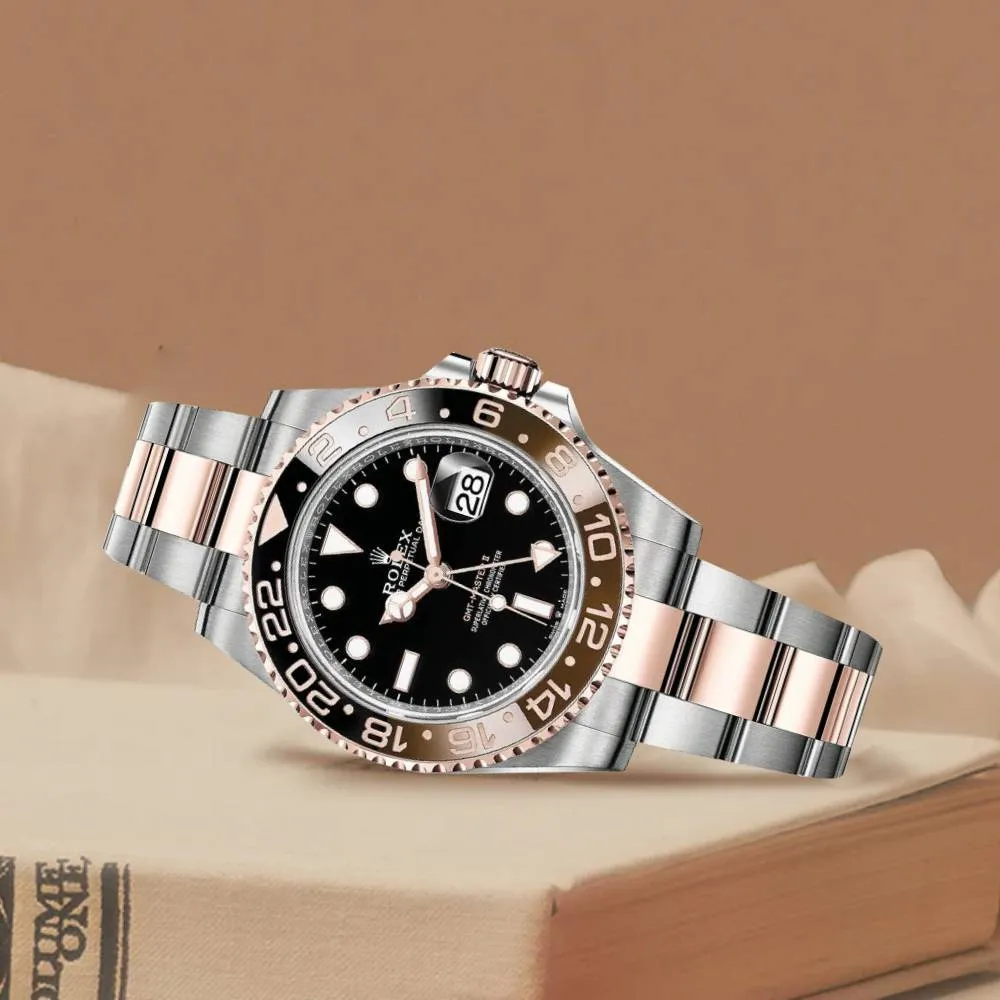 Rolex GMT-Master II "Rootbeer" 40mm - Ref: 126711chnr - Black Dial, Brown & Black Ceramic Bezel, Two Tone Stainless Steel & 18K Rose Gold Oyster Bracelet Men's Watch