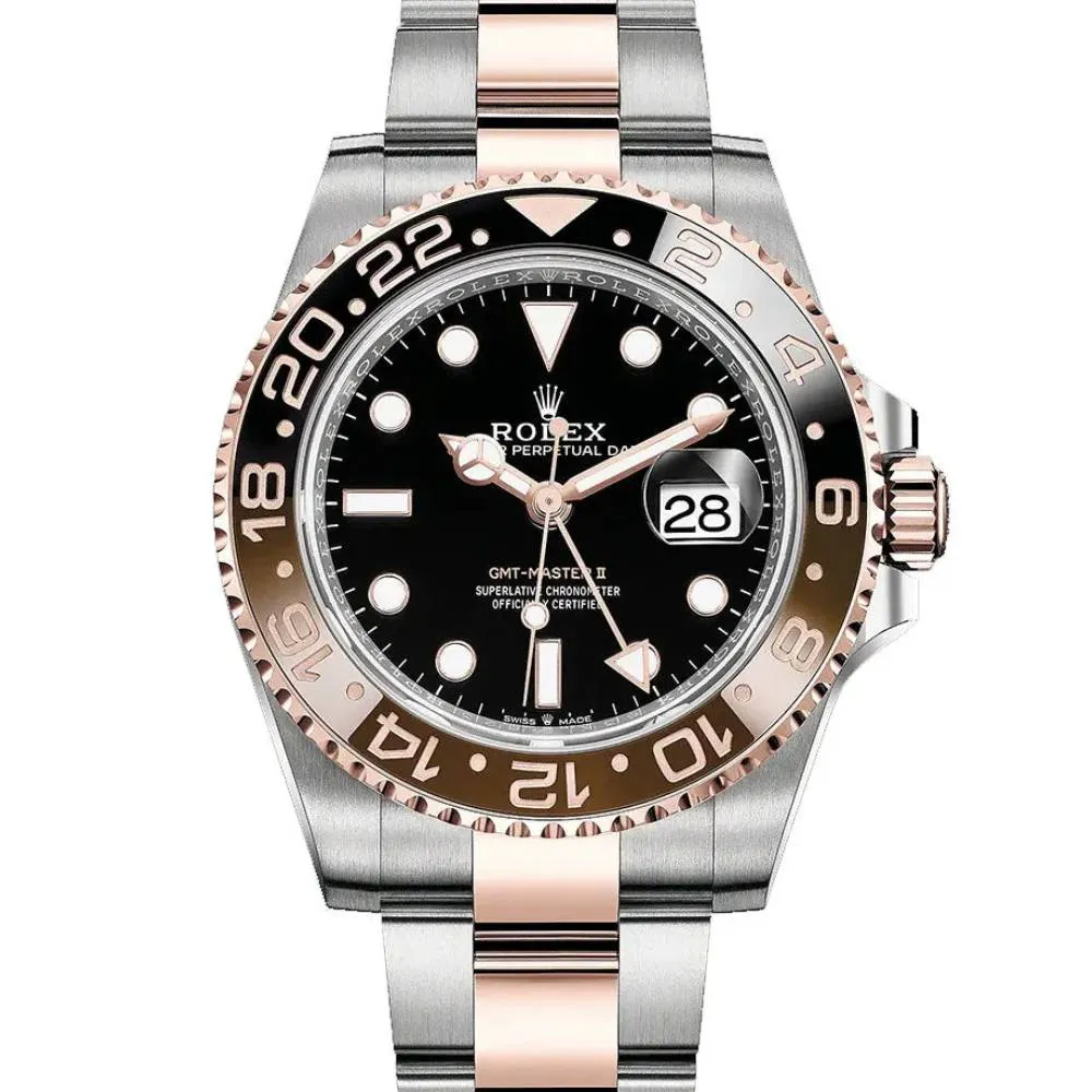 Rolex GMT-Master II "Rootbeer" 40mm - Ref: 126711chnr - Black Dial, Brown & Black Ceramic Bezel, Two Tone Stainless Steel & 18K Rose Gold Oyster Bracelet Men's Watch