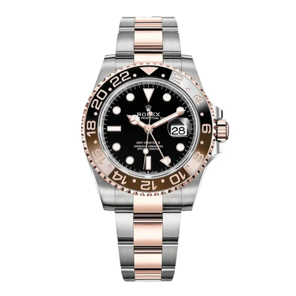Rolex GMT-Master II "Rootbeer" 40mm - Ref: 126711chnr - Black Dial, Brown & Black Ceramic Bezel, Two Tone Stainless Steel & 18K Rose Gold Oyster Bracelet Men's Watch