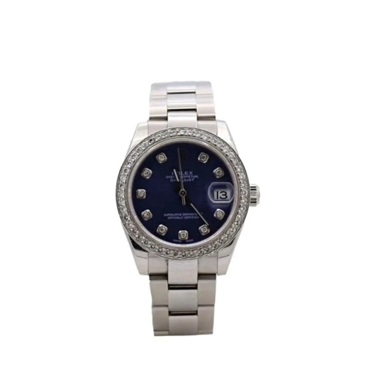 Rolex Lady Datejust 28mm - Ref: 178240 - Blue aftermarket Dial, Stainless Steel Oyster Bracelet Women's Watch