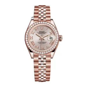 Rolex Lady-Datejust 28mm - Ref: 279135rbr-0009 - Sundust Roman Dial, 18K Rose Gold Jubilee Bracelet Women's Watch