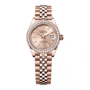 Rolex Lady-Datejust 28mm - Ref: 279135rbr-0026 - Rose Stick Dial & Diamond Bezel, 18K Rose Gold Jubilee Bracelet Women's Watch