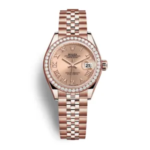 Rolex Lady Datejust 28mm - Ref: 279135rbr-0028 - Rose Dial, 18K Rose Gold Jubilee Bracelet Women's Watch