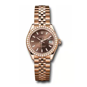 Rolex Lady Datejust 28mm - Ref: 279135rbr choij - Chocolate Dial & Diamond Bezel, 18K Rose Gold Jubilee Bracelet Women's Watch