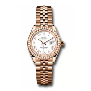 Rolex Lady Datejust 28mm - Ref: 279135rbr wrj - White Dial, 18K Rose Gold Jubilee Bracelet Women's Watch