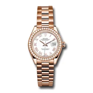 Rolex Lady Datejust 28mm - Ref: 279135rbr wrp - White Dial, 18K Rose Gold Oyster Bracelet Women's Watch