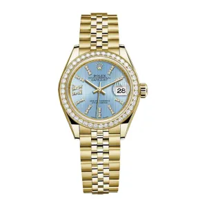 Rolex Lady Datejust 28mm - Ref: 279138rbr-0009 - Blue Dial, 18K Yellow Gold Jubilee Bracelet Women's Watch