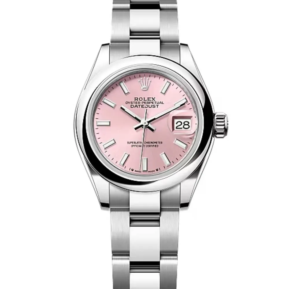 Rolex Lady-Datejust 28mm - Ref: 279160-0002 - Pink Stick Dial, Stainless Steel Oyster Bracelet Women's Watch