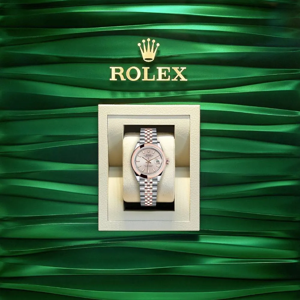 Rolex Lady-Datejust 28mm - Ref: 279161-0001 - Sundust Stick Dial, Two Tone Stainless Steel & 18K Rose Gold Jubilee Bracelet Women's Watch