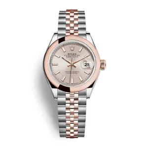 Rolex Lady-Datejust 28mm - Ref: 279161-0001 - Sundust Stick Dial, Two Tone Stainless Steel & 18K Rose Gold Jubilee Bracelet Women's Watch