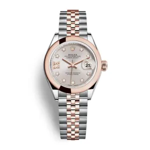 Rolex Lady-Datejust 28mm - Ref: 279161-0020 - Sundust Diamond Dial, Two Tone Stainless Steel & 18K Rose Gold Jubilee Bracelet Women's Watch