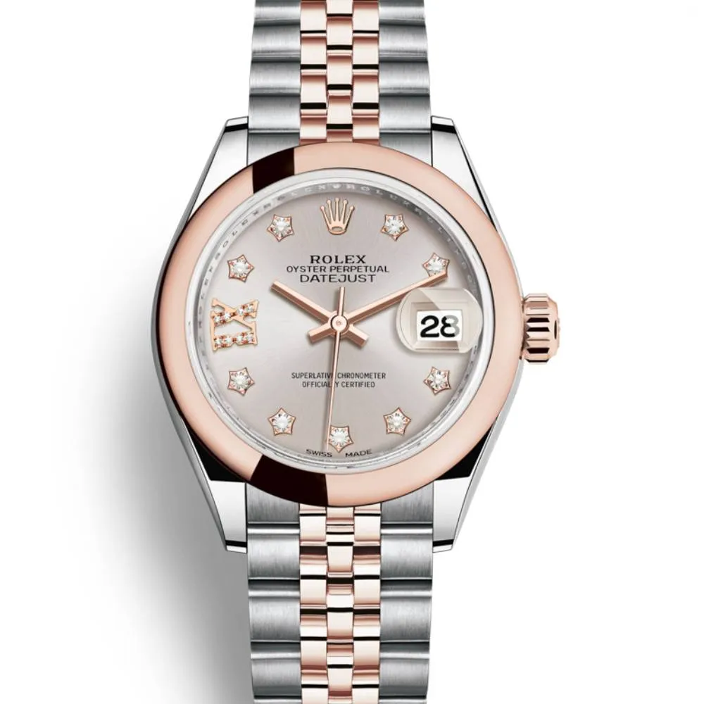 Rolex Lady-Datejust 28mm - Ref: 279161-0020 - Sundust Diamond Dial, Two Tone Stainless Steel & 18K Rose Gold Jubilee Bracelet Women's Watch