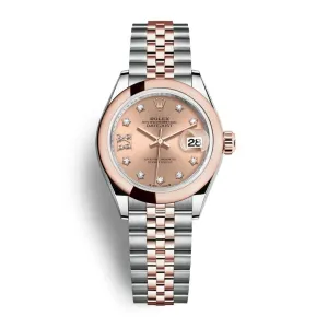 Rolex Lady-Datejust 28mm - Ref: 279161-0027 - Rose Diamond Dial, Two Tone Stainless Steel & 18K Rose Gold Jubilee Bracelet Women's Watch