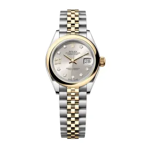 Rolex Lady-Datejust 28mm - Ref: 279163-0003 - Silver Diamond Dial, Two Tone Stainless Steel & 18K Yellow Gold Jubilee Bracelet Women's Watch