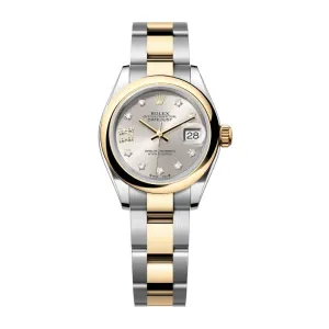 Rolex Lady-Datejust 28mm - Ref: 279163-0004 - Silver Diamond Dial, Two Tone Stainless Steel & 18K Yellow Gold Oyster Bracelet Women's Watch