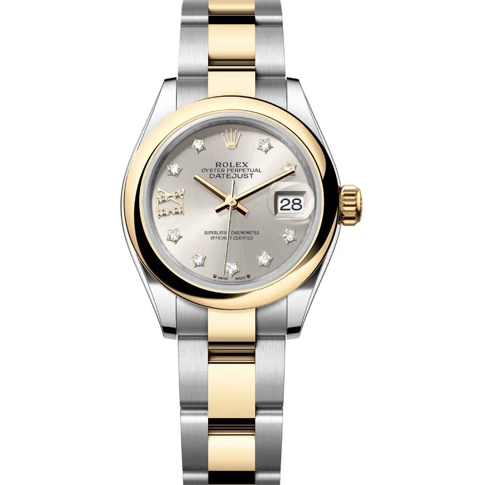 Rolex Lady-Datejust 28mm - Ref: 279163-0004 - Silver Diamond Dial, Two Tone Stainless Steel & 18K Yellow Gold Oyster Bracelet Women's Watch