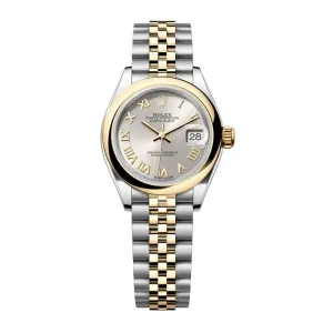 Rolex Lady-Datejust 28mm - Ref: 279163-0005 - Silver Roman Dial, Two Tone Stainless Steel & 18K Yellow Gold Jubilee Bracelet Women's Watch