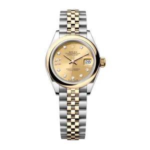 Rolex Lady-Datejust 28mm - Ref: 279163-0022 - Champagne Diamond Dial, Two Tone Stainless Steel & 18K Yellow Gold Jubilee Bracelet Women's Watch