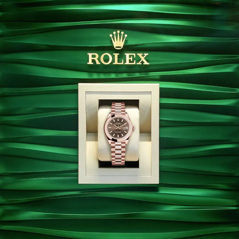 Rolex Lady Datejust 28mm - Ref: 279165-0007 - Chocolate Dial, 18K Rose Gold President Bracelet Women's Watch